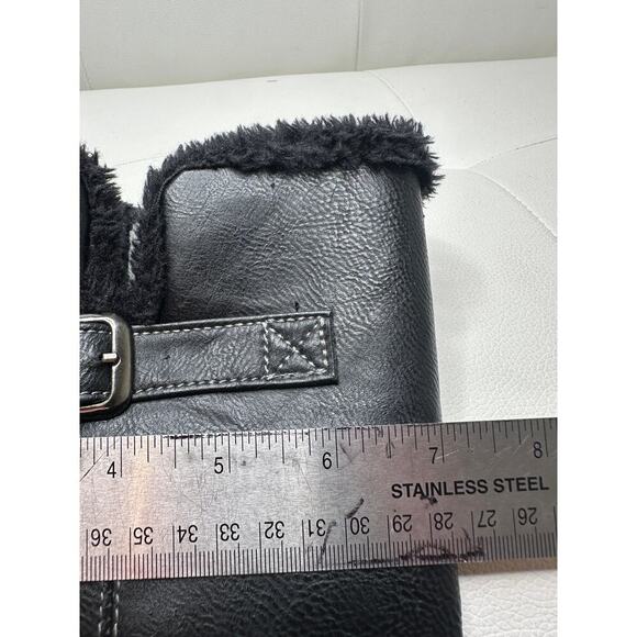 totes Size 9 Black Ashton Faux Fur Pull on Buckled Knee High Boots Fall Winter - Picture 11 of 12